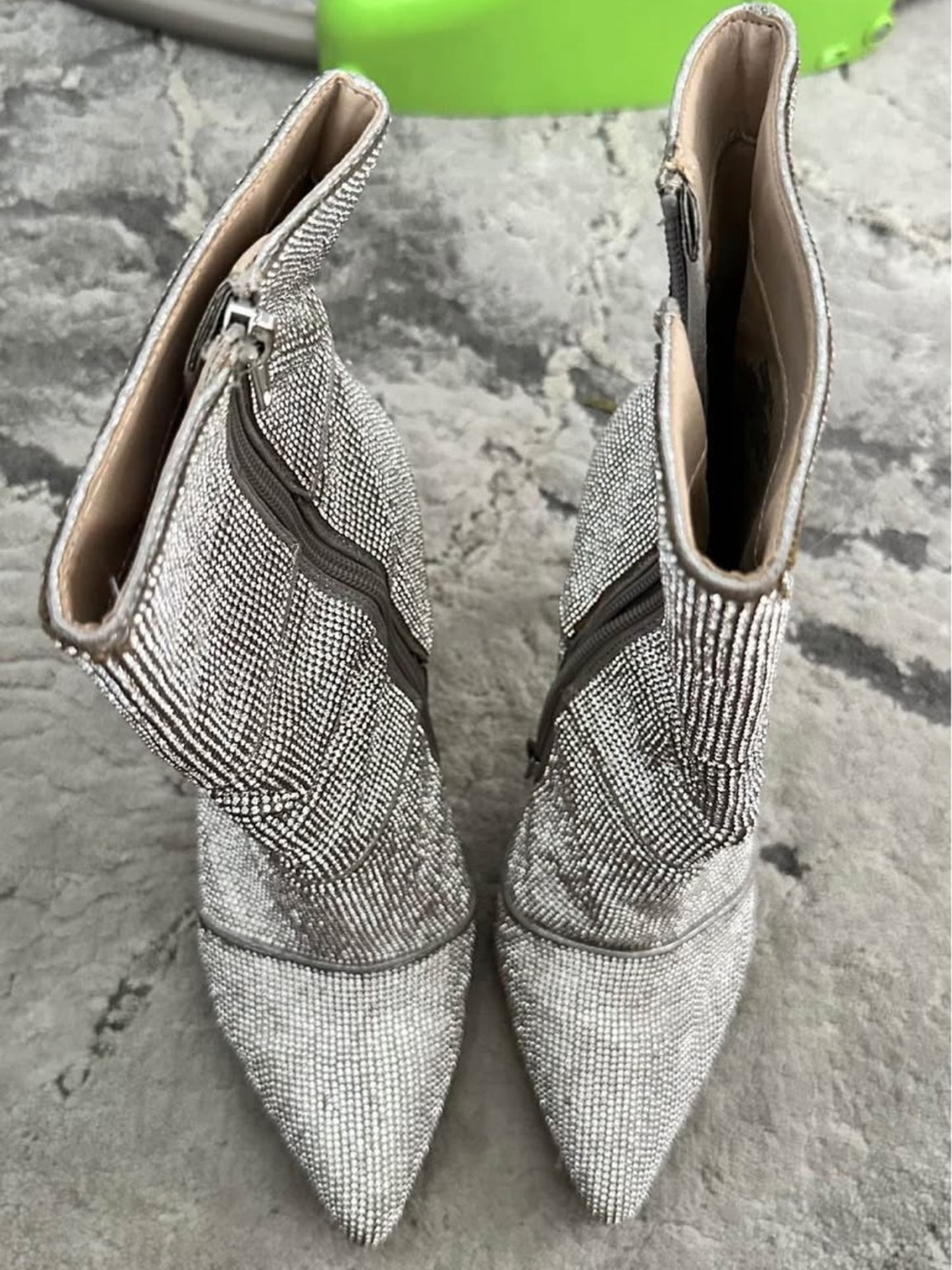 Steve Madden Silver Crystal Pointed Toe Ankle Boots
